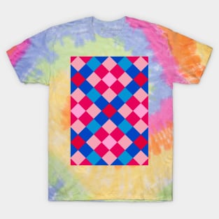 Red and Blue Checkered Gingham Pattern T-Shirt